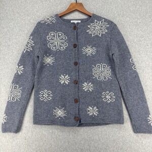 Eagle's Eye Shetland Wool Cardigan Blue Nordic Fair Isle Cottagecore‎ S Academia